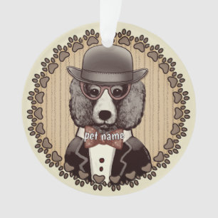 Pudel mit Brille Ornament
