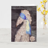 Pudel mit dem Perlen-Ohrring Karte (Gelbe Blume)