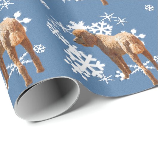 PUDEL MIT SCHNEE-FLOCKEN GESCHENKPAPIER (Rolleneckpunkt)