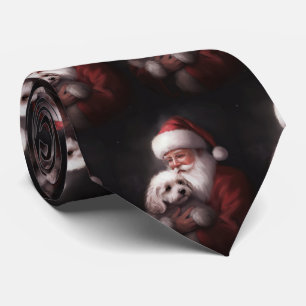 Pudel mit Weihnachtsmann Festives Weihnachten Krawatte