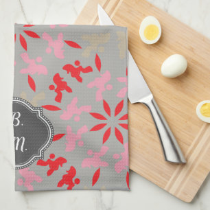 Pudel Muster Monogramm Geschirrtuch