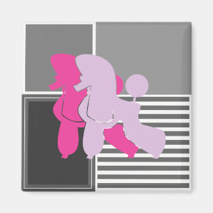 Pudel Paar modern und abstrakt Magnet