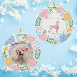 Pudel Pastell Rosa Benutzerfoto & Name Gedenkstätt Keramik Ornament