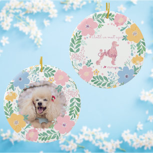 Pudel Pastell Rosa Benutzerfoto & Name Gedenkstätt Keramik Ornament