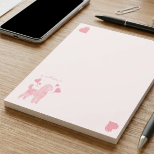 Pudel Pastell Rosa „Ich wuffe dich“ Notizblock