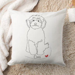 Pudel Pet Line Art mit Namen Kissen