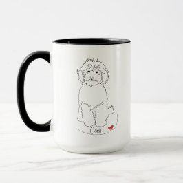 Pudel Pet Line Art mit Namen Tasse