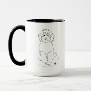 Pudel Pet Line Art mit Namen Tasse