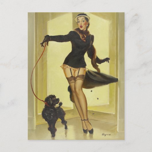 Pudel Pin Up Postkarte (Vorderseite)