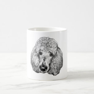 Pudel-Porträt-Tasse – Detaillierte Schwarz-Weiß-Ku Kaffeetasse