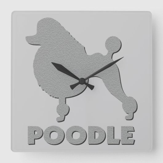Pudel Quadratische Wanduhr (Vorderseite)