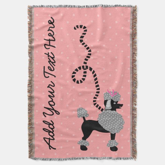 Pudel-Rock-HundeRetro rosa 50er moderne Punkte Decke (Vorderseite Vertikal)