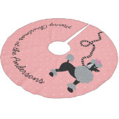 Pudel-Rock-HundeRetro rosa 50er moderne Punkte Polyester Weihnachtsbaumdecke (Schrägansicht)