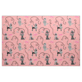 Pudel-Rock-Retro rosa und schwarzes 50er Muster Stoff (Yard (91,4 cm))