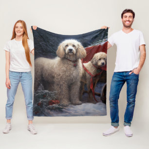 Pudel Schnee Schlitten Weihnachtsdekoration Fleecedecke