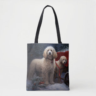 Pudel Schnee Schlitten Weihnachtsdekoration Tasche