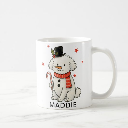Pudel-Schneemann Weihnachten Hund Kaffeetasse (Rechts)