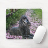 Pudel schwarze Mousepad lila Blumen (Mit Mouse)