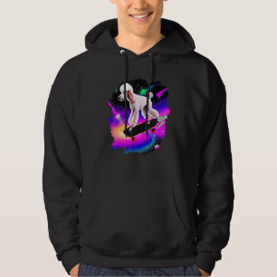 Pudel Skateboarding im Weltraum Retro Vintage Hoodie