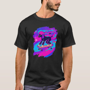 Pudel Skateboarding im Weltraum Retro Vintage T-Shirt