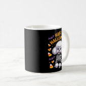 Pudel Skelett Frohes Halloween Kaffeetasse (VorderseiteRechts)