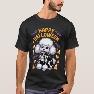Pudel Skelett Frohes Halloween T-Shirt