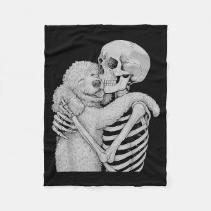 Pudel Skelett Umarmung Halloween Hundeliebhaber Fleecedecke