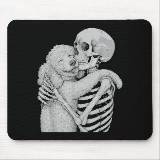 Pudel Skelett Umarmung Halloween Hundeliebhaber Mousepad