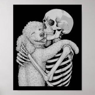 Pudel Skelett Umarmung Halloween Hundeliebhaber Poster