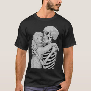 Pudel Skelett Umarmung Halloween Hundeliebhaber T-Shirt