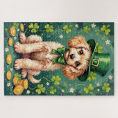 Pudel St. Patrick’s Day Eleganter Glückshund Puzzle (Horizontal)