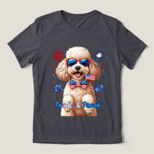 Pudel & Stolz Patriotischer 4. Juli Hund Tri-Blend Shirt