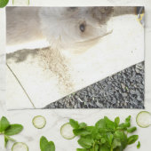 Pudel-Terrier Mischung mit schmutzigem Gesicht Geschirrtuch (Gefaltet)