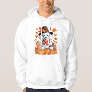 Pudel Thanksgiving Trinkt Kaffee Herbst Blätter Pu Hoodie
