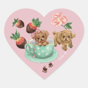Pudel Valentinstag Herz Herz-Aufkleber