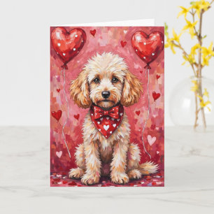 Pudel Valentinstag Hund mit Herzen Rot Karte