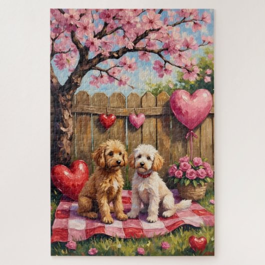 Pudel Valentinstag Kunst Puzzle (Vertikal)