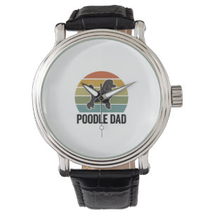 Pudel-Vater Vintage-Sonnenuntergang Hundeliebhaber Armbanduhr