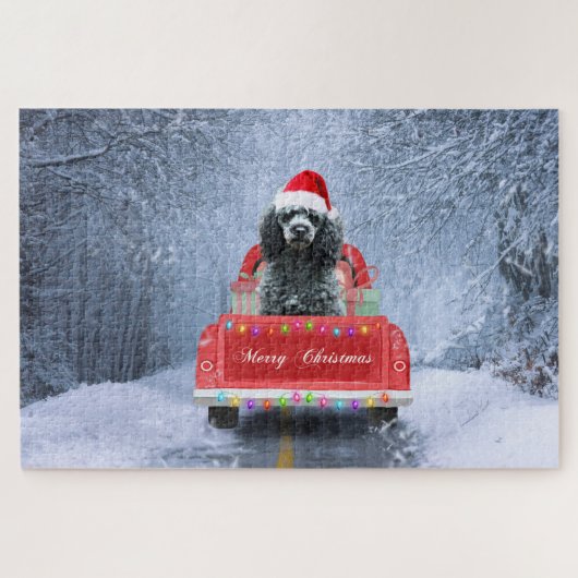 Pudel Weihnachten Puzzle (Horizontal)