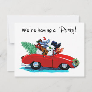 Pudel Weihnachten Vintage Auto Kunst Druck