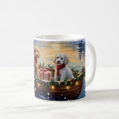 Pudel-Weihnachtsboot-Feier Kaffeetasse (VorderseiteRechts)