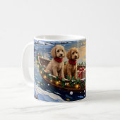 Pudel-Weihnachtsboot-Feier Kaffeetasse (Vorderseite Links)