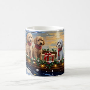 Pudel-Weihnachtsboot-Feier Kaffeetasse