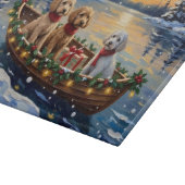 Pudel-Weihnachtsboot-Feier Schneidebrett (Ecke)