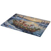 Pudel-Weihnachtsboot-Feier Schneidebrett (Ecke)