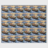 Pudel-Weihnachtsboot-Feiertag Geschenkpapier (Flach)