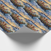 Pudel-Weihnachtsboot-Feiertag Geschenkpapier (Ecke)