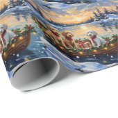 Pudel-Weihnachtsboot-Feiertag Geschenkpapier (Rolleneckpunkt)
