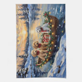 Pudel-Weihnachtsboot-Feiertag Geschirrtuch (Vertikal)