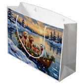 Pudel-Weihnachtsboot-Feiertag Große Geschenktüte (Rückseite Schrägansicht)
